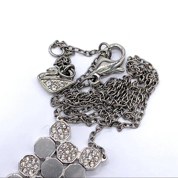 Swarovski Crystal Pave Hex Pendant Silver Necklace - Picture 3 of 3